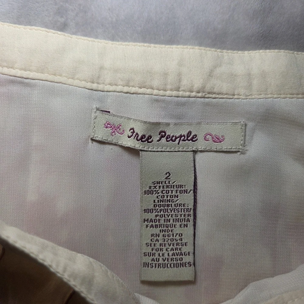 Free People Red Beige‎ Floral Skirt Women's Size 2 Boho Cottagecore Prairie